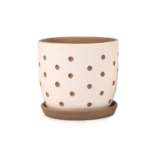 Clay White Polka Dot Pattern Pot, Polka Dot Pattern Pot for sale, Polka Dot Pattern Pot for home decoration