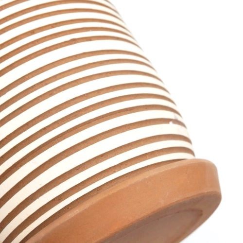 Buy Carving Pot online, Clay White Stripes Pattern Decorative Terracotta Pot with Drainage Holes & Saucer, Terra cotta plant pot suitable for succulent, houseplant and flower