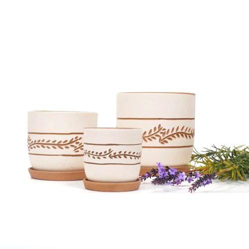 Decorative clay planter for sale, Buy succulent planter pot online, white clay terracotta pot for home office decor