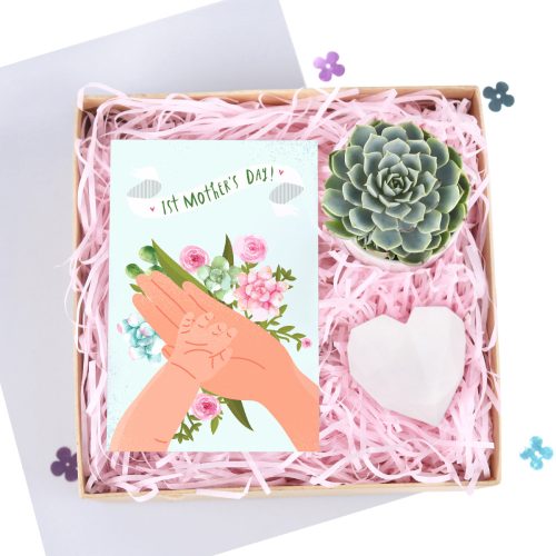 Mother's Day Gift Box, Gift Ideas for Mother's Day, Gift for Mom, Gift Ideas for Mother's Day 2023, Plant Gift Box, Gift Box with Greeting Card, Heart-Shaped Soap as Gift, lovely gift box for mom's speical day, first mother's day gift box