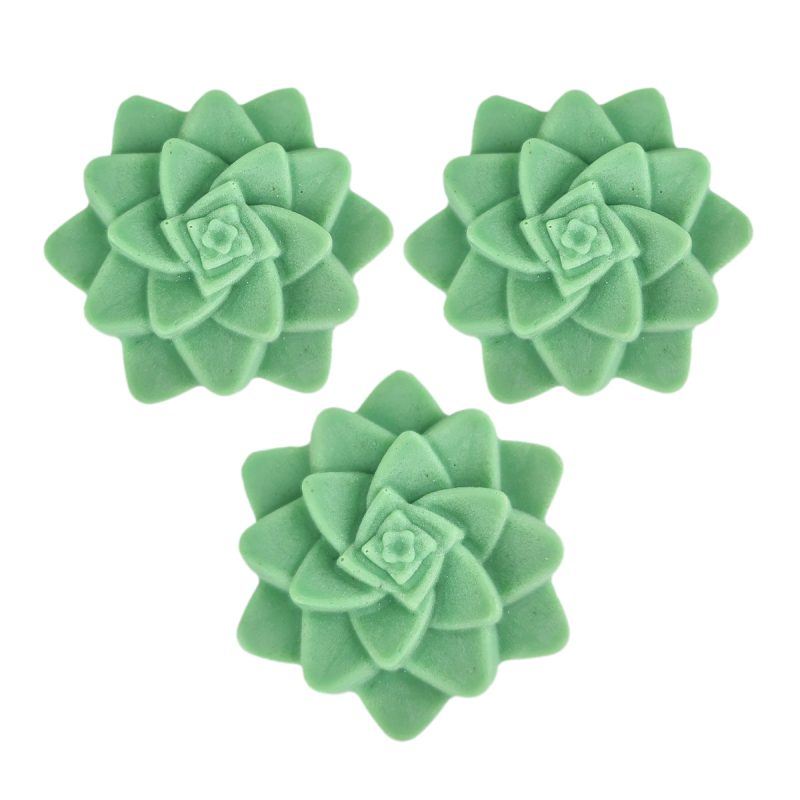 Set of 3 Green Rosette Succulent Soaps for sale, Handmade natural succulent soap 2.5 oz with nectarine and mint scent, Artisan Soaps for Gifr Decor Ideas