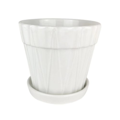 ceramic pot with saucer, white pot for houseplants