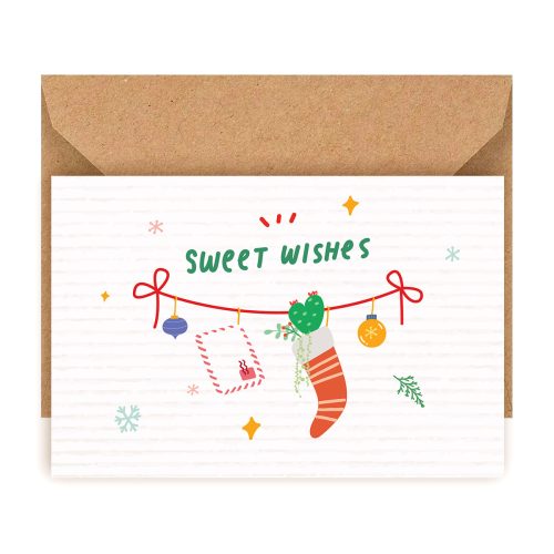 Sweet Wishes Holiday Postcard, Holiday Postcard for sale, customizable holiday postcard, holiday postcard to a friend